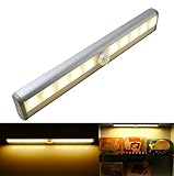 Ponerine Battery Powered Wardrobe Lamp Motion Sensing LED Lights Sticky Anywhere Cordless Warm White