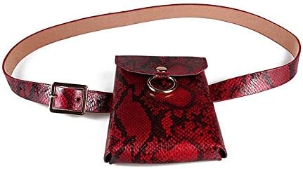 Dfghbn Women Waist Bag Belt Bags Snakeskin Pattern PU Fanny Pack Removable Belt with Waist Pouch Mini Purse Wallet Travel Sport Bag Leather Cell Phone Pocket Fanny Packs (Color : Red)