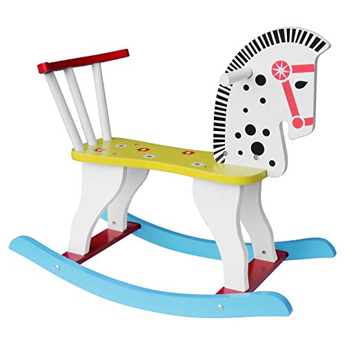 JELLYRATTBIT Wooden Rocking Horse, Baby Rocking Horse Kids RideOn Toys for Indoor & Outdoor for