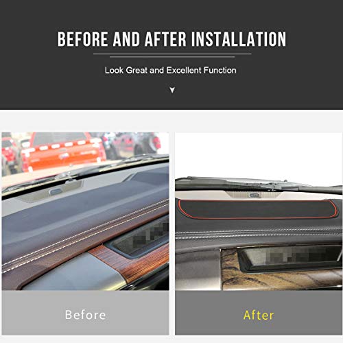 Auovo Dashboard Mat Liner for Dodge Ram Pickup 1500 2500 3500 2011-2018 Interior Accessories Car Dash Trim Rubber Pad Cover Soft Tray(1 PCS) (Red Trim) - Thumbnail 2