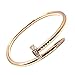 L&H Jewelry - Women's Gold Color Stainless Steel Nail Love Bangle Bracelet with CZ Inlaid Box Included