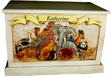 wooden toy box with name engraved