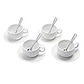 Aozita Espresso Cups and Saucers with Espresso Spoons, Stackable Espresso Mugs,12-piece 2.5-Ounce Demitasse Cups (Protective packaging)