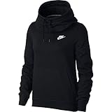 NIKE Sportswear Women's Funnel-Neck Hoodie, Black/Black/Black/White, Medium