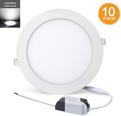 10 Pack 18W Ultra-Thin Led Panel Lights Round, Cold White 6000K,160 Degree Recessed Lighting,Hole size: 170mm,Energy Saving Down Lights,Super Bright Led Lamp for Home/Office/Commercial Lighting