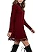 Leadingstar Women Knitting Turtleneck Long Sleeve Loose Lace Cotton Casual Dress (M, Wine Red 2)