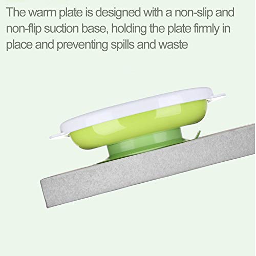 Matyz Stay Put Suction Warm Plate for Baby - Divided Plate for Kids - Divided Toddler Plate with Bonus Spoon - Microwave & Dishwasher Safe - BPA Free (Green) - Thumbnail 5