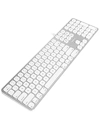Ma y - Teclado de tamaño completo y número (marco de metal), 2 puertos USB, HUB y cable USB de 5.0 in, teclados de Apple para ordenador, Mac, Mac Pro, MacBook, MacBook Pro, portátiles de aire (aluminio plateado)