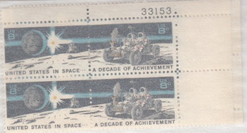 #1434-35 - 1971 8c Space Achievement Decade Postage Stamp Numbered Plate Block (4)