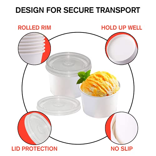 Smygoods 8oz Paper Soup Containers With Lids, Disposable Soup Bowls