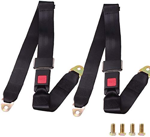 Heart Horse Universal Seat Belt 2 Point Seat Belt Adjustable Lap Strap Buckle for Club Golf Cart,Truck,Go Kart, Van, VR,UTV and Buggies (2 Pack)