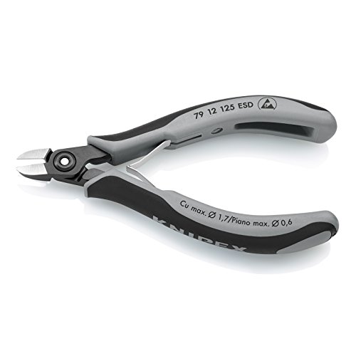 Knipex Präzisions-Elektronik-Seitenschneider ESD brüniert, mit Mehrkomponenten-Hüllen 125 mm 79 12 125 ESD – Bild 3