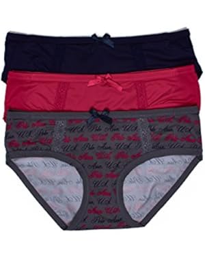 Women's 3 Pack Lace Detail Hi-Cut Brief Panties Set