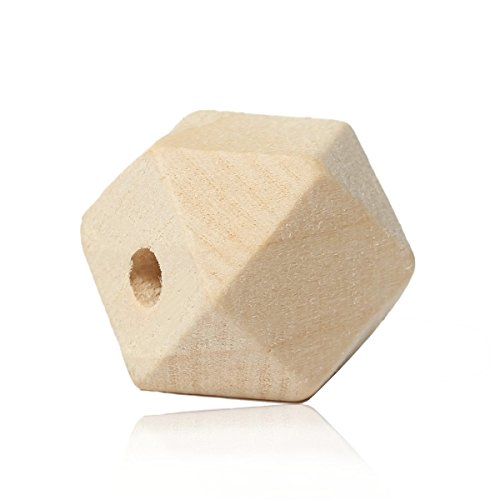 30 Unfinished Wood Beads 20mm 6/8 Inch Geometric Faceted Wood Bead with 4.2mm Hole