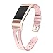 bayite Leather Bands Compatible with Fitbit Charge 2, Replacement Genuine Wristband Straps Women, Pink with Rose Gold Connector Small