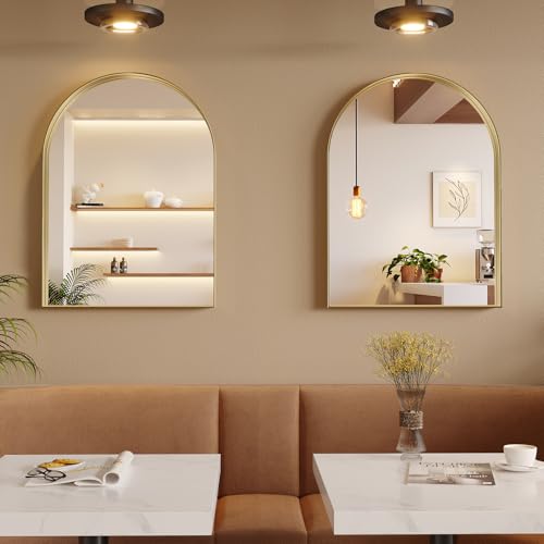 Brauthon Gold Arched Bathroom Mirrors Pair