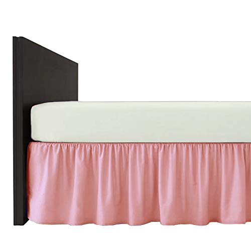 Plain Dyed Poly-Cotton Frilled Bed Base Valance Sheet - Easy Care, In 20 Colours - Machine Washable (Baby Pink, Super King)