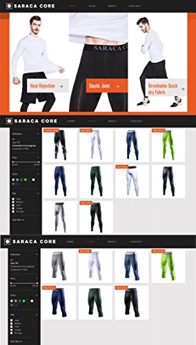 Saraca Core Men's Compression Tight Sport Pants Leggings Base Layer (Medium)