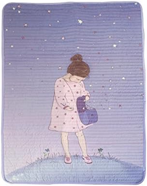 100% cotton knitted purple stars adult baby crib blanket Gray kids nursery baby newborn stroller throw White and Pink Blanket