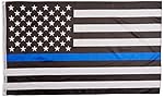 ANLEY [Fly Breeze] 3x5 Foot Thin Blue Line USA Flag - Vivid Color and UV Fade Resistant - Canvas Header and 4 Rows Stitched - Honoring Law Enforcement Officers Flags Polyester with Brass Grommets
