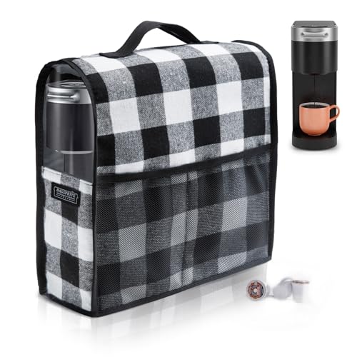 BAGSPRITE Keurig K-Mini and K-Mini Plus Coffee Maker Dust Cover, Black White Cotton, Not Water Resistant