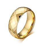 Men's Rhombic Cut Tungsten Carbide Promise Engagement Wedding Band Ring,Gold Plated,8mm Width,Size 7