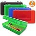 Emraw Multipurpose Utility Box Large Assorted Colors Durable Plastic Polypropylene Pencil Box with Lid Snap Closure Translucent View Storage Box for Pencils and Pens Pack of 2