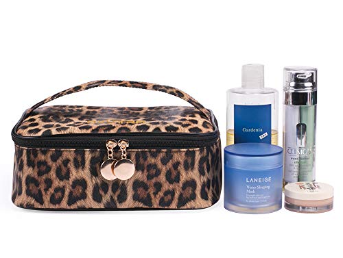 OXYTRA Travel Makeup Bag Leopard Print PU Leather Cosmetic Bag Organizer for Women- Portable Multifunction Toiletry Bags with Adjustable Dividers (Leopard Print) 5 OXYTRA Travel Makeup Bag Leopard Print PU Leather Cosmetic Bag Organizer for Women- Portable Multifunction Toiletry Bags with Adjustable Dividers (Leopard Print)