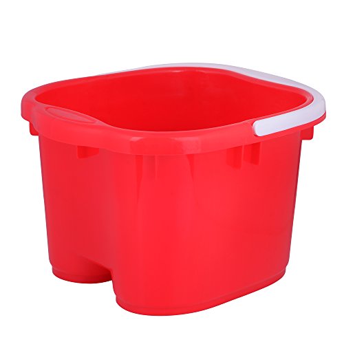 Foot Spa Bucket with Handle and Removable Rollers for Massage (Red)
