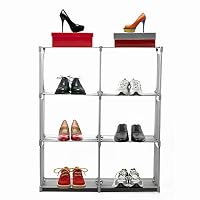 SONGNO 4-Tier Shelving Unit, 6-Cube Modular Space Saving Shoe Tower Closet Cabinet Storage Organizer Units for Entryway Bedroom Living Room and Corridor Grey
