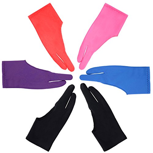 6Pcs Tablet Drawing Glove/Artist Glove - Professional Art Creation Anti-fouling Glove, Highly Elastic Breathable Artist Art Glove for Drawing Tablet Graphic Sketch Painting iPad Pro Penci (6 colors)
