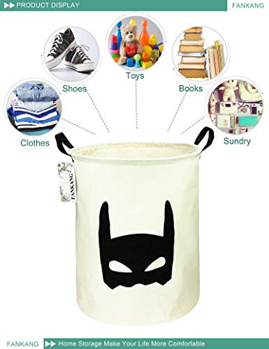 FANKANG Storage Bins Nursery Hamper Canvas Laundry Basket Foldable with Waterproof PE Coating Large Storage Baskets, Office, Bedroom, Clothes, Toys Baby Shower Basket (Bat)