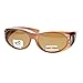 Womens Polarized Fit Over Glasses Sunglasses Oval Rhinestone Frame Brown