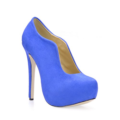 Womens Noble Dress Platform Stiletto Pumps Heeled Elegant Blue