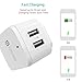 Fast Charging Travel Wall Charger - Syncwire 31W/6A 2-Port USB Plug with US UK EU Adapter for Apple iPhone X / 8/7 / 6s / Plus / 6/5 /SE iPad, Samsung Galaxy S Series, Note Series & more -White