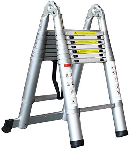 LJSJT Multi-Purpose Folding Aluminium Ladder Type A Ladder Multiple Shapes Engineering Ladder Anti-Slip Pedal Aluminum Alloy Frame Durable Easy to Carry Bearing Weight 150kg 2.5+2.5m