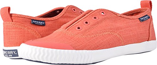 Sperry Womens Sayel Clew Scratched Canvas Burnt Sienna Loafer