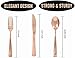 300 Pieces Premium Rose Gold Plastic Silverware from Royal Party | Disposable Heavyweight Plastic Cutlery | Full Length Flatware Set - Includes 100 Forks, 100 Spoons, 100 Knives.