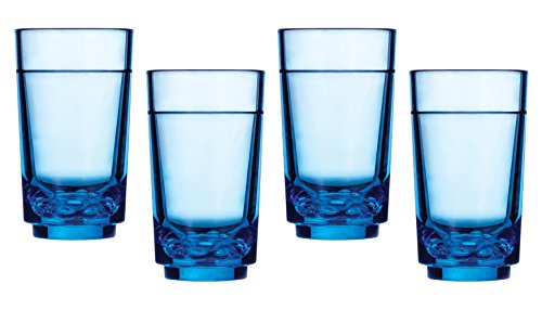 Drinique Elite Shot Glass 2 Ounce | Set of 4 Blue | Premium Unbreakable Tritan Plastic Drinkware Made in USA