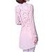 XINUO Women Blouse Lace Chiffon Casual Party Work Pink Long Sleeve Blouses Tops
