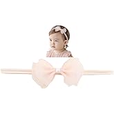 Rannyrena Lace Flower Bow-knot Baby Girls Headband Birthday Infant Wrap Elastic Baby Turban Hairband for Newborn Infant Toddler Kids (Style 4)