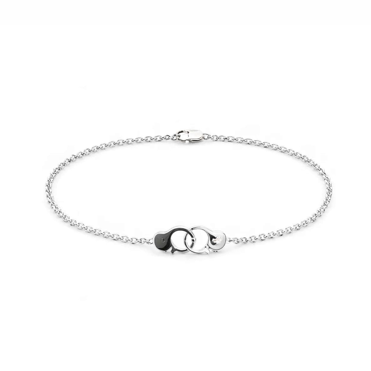 Sovats 925 Sterling Silver Handcuff Bracelet for Women, Minimalist Chain Bracelet, Symbol Jewelry, Lobster Clasp
