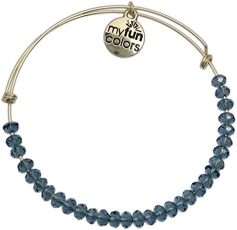 My Fun Colors Faceted Petite Beaded Adjustable Bangle Bracelet (Indigo)