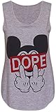 Womens Ladies Girls Black White Dope Mickey Mouse Obey Jersey Vest Top Tshirt - Grey - UK 12/14 (95% Viscose 5% Elastane )