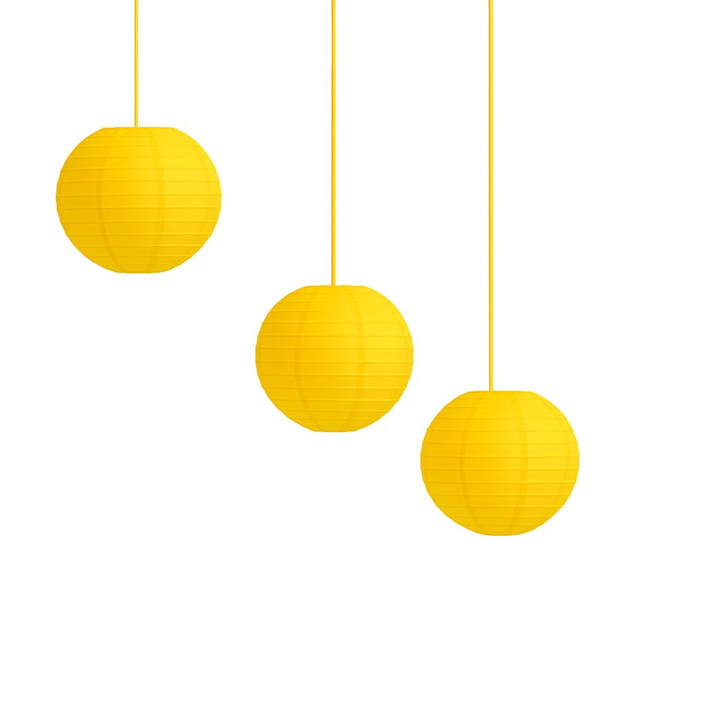 Pack of 3 Paper Lantern Lampshade Party Birthday Baby Shower Wedding Celebration Decoration 4"(10cm) -16"(40cm) (Yellow, 10" (25cm))
