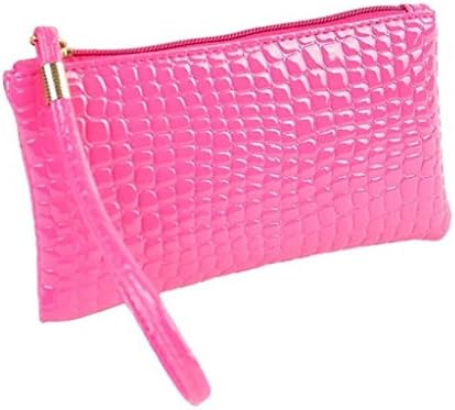 Tootu Women Crocodile Leather Clutch Handbag Bag Coin Purse (Hot Pink)