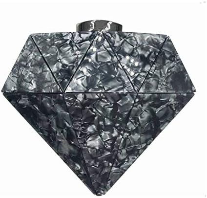 CHIC ZARO Evening Bag Diamond Shape With Marble Acrylic for Women Wedding Party Purse Bridal Handbags