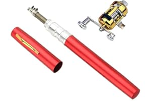 Pocket Size Fishing Rod, Portable Collapsible Micro Pen Fishing Rod Reel Combo Set,Equipped with a Rotating Scroll, Suitable 