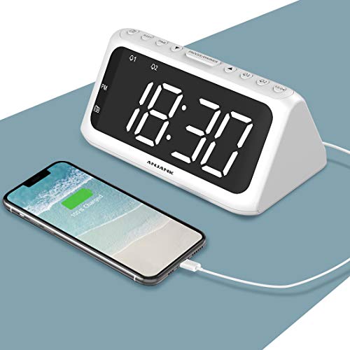 ANJANK Digital Dual Alarm Clock FM Radio, 8 Wake Up Sounds, Large LED
