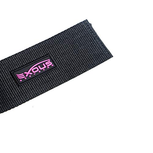EXOUS Bodygear Ankle Straps Cable Attachments - Padded Ankle Cuffs - Thick 10mm Padded D-Ring - for Glute - Leg & Gym Machine Workouts (Pink Logo Single)